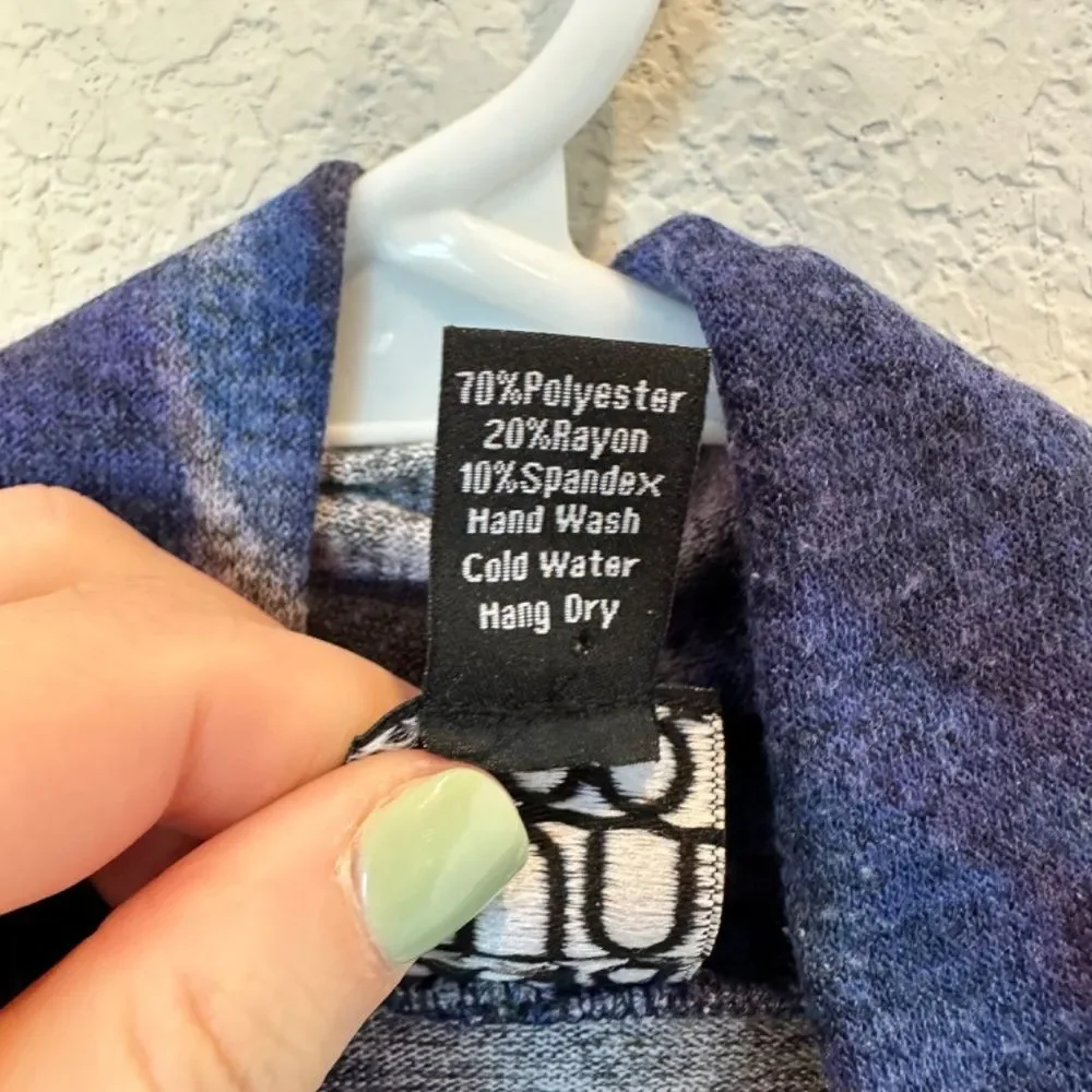 Clara Sun Woo Blue Purple Lightweight Tunic V-Neck Sweater - Size S - EUC